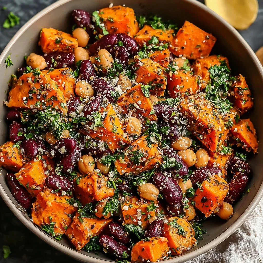 Köstlicher gerösteter Süßkartoffel-Bohnen-Salat: Das ultimative Rezept für gesunde Genussmomente!