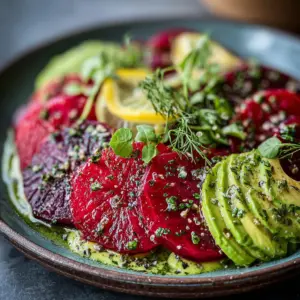 Rote Bete Carpaccio auf Avocadocreme: Das beeindruckende Rezept für gesunde Genussmomente