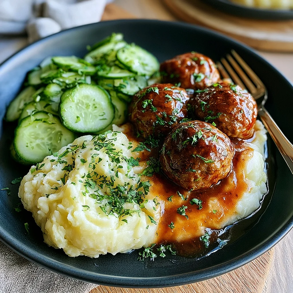 Herzhafte Fleischbällchen mit Gurkensalat und Kartoffelstampf: Ein einfaches Rezept für dein perfektes Familienessen!