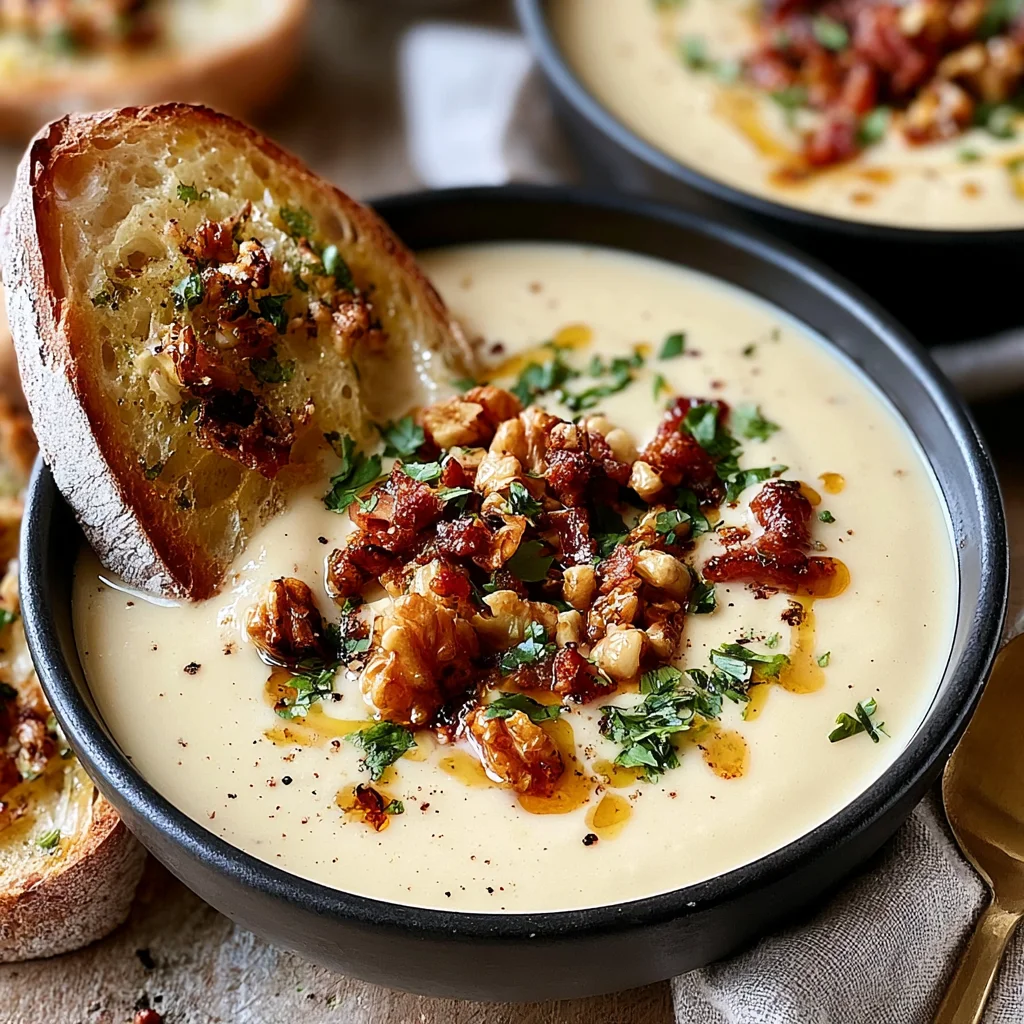Verwöhne deinen Gaumen: Maronensuppe mit karamellisierten Nüssen und Speck Rezept