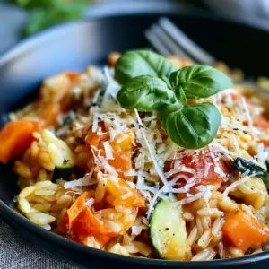 Ein-Topf-Kritharaki mit Gemüse und Parmesan: Das einfache Rezept für ein schnelles Abendessen!