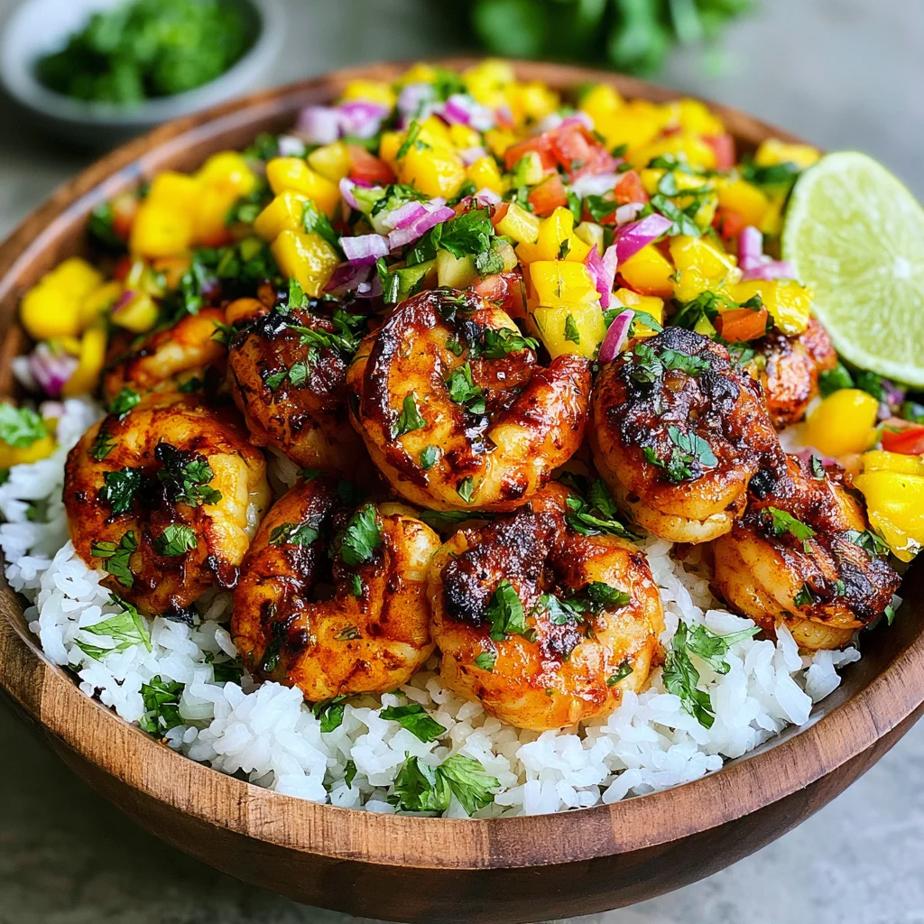 Pikante Garnelen und Mango Salsa Reisbowl: Schnelles Rezept für den perfekten Sommergenuss!