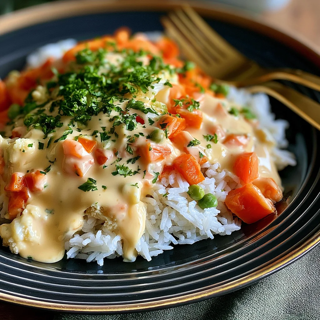 Schnelles Rezept für cremigen Reis mit Gemüse-Frischkäse-Sauce, das begeistert!
